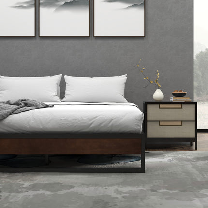 Sorrento Metal and Wood bed base - King-1951134903085174787