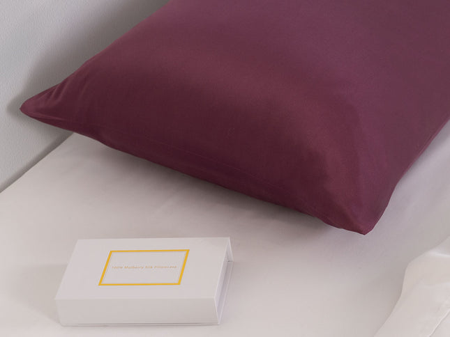 Pure Silk Pillow Case by Royal Comfort (Single Pack) - Malaga Wine-1889884800605622274