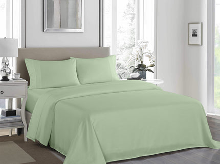 Royal Comfort - 1200TC Ultrasoft 4 Pc Sheet Set - Queen - Sage Green-1889884876522524672