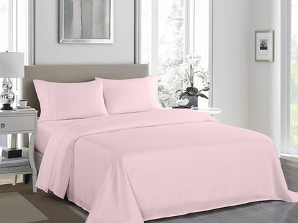 Royal Comfort - 1200TC Ultrasoft 4 Pc Sheet Set - Queen - Soft Pink-1899951221347848192