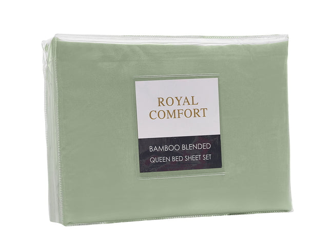 Royal Comfort Blended Bamboo Sheet Set Sage Green - Queen-1951134881425788930