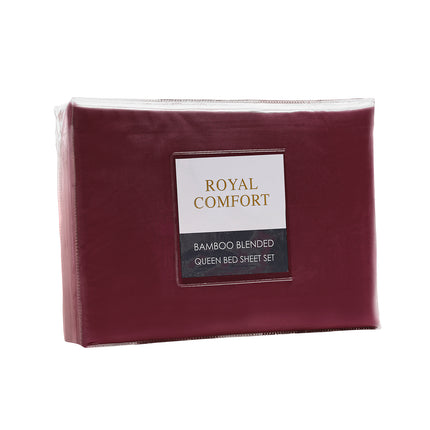 Royal Comfort Blended Bamboo Sheet Set Malaga Wine - Queen-1951134881874579459