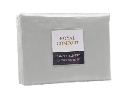 Royal Comfort Blended Bamboo Sheet Set Light Grey - Queen-1889884877587877891