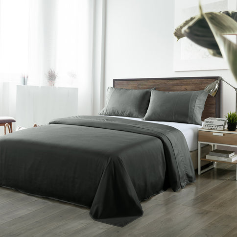 Royal Comfort Blended Bamboo Sheet Set Charcoal - King-1889884878313492480