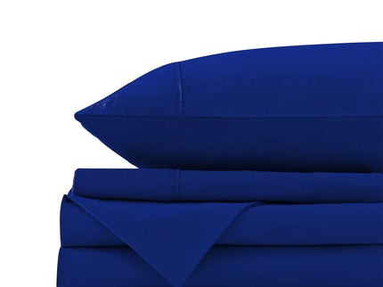 Royal Comfort Vintage Washed 100 % Cotton Sheet Set Single - Royal Blue-1917365876152209413