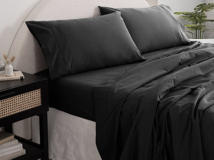 Royal Comfort Vintage Washed 100 % Cotton Sheet Set Single - Charcoal-1889884884130992128