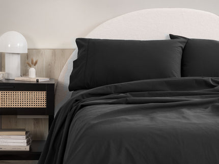 Royal Comfort Vintage Washed 100 % Cotton Sheet Set Single - Charcoal-1889884884130992129