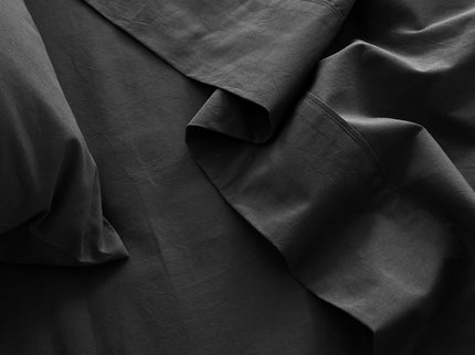 Royal Comfort Vintage Washed 100 % Cotton Sheet Set Single - Charcoal-1889884884130992132