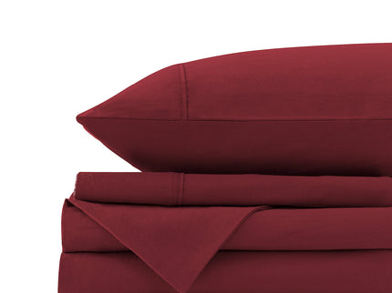 Royal Comfort Vintage Washed 100 % Cotton Sheet Set Single - Mulled Wine-1917365876303204357