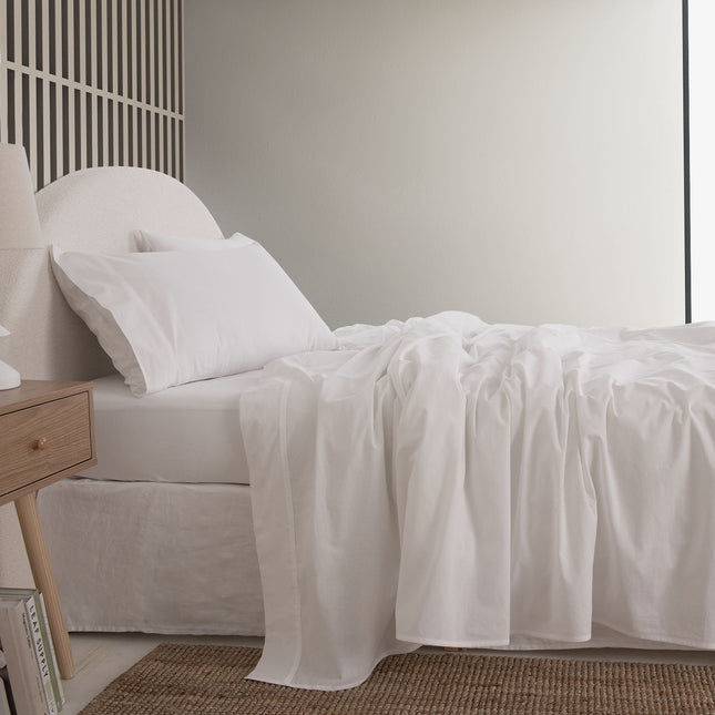 Royal Comfort Vintage Washed 100 % Cotton Sheet Set Double - White-1951134887620775938