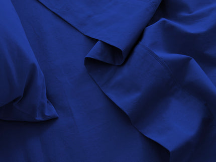 Royal Comfort Vintage Washed 100 % Cotton Sheet Set Double - Royal Blue-1889884884911132676