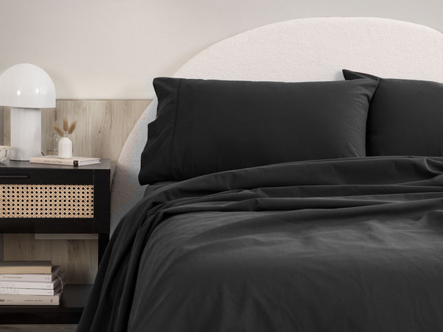 Royal Comfort Vintage Washed 100 % Cotton Sheet Set Double - Charcoal-1951134888006651905