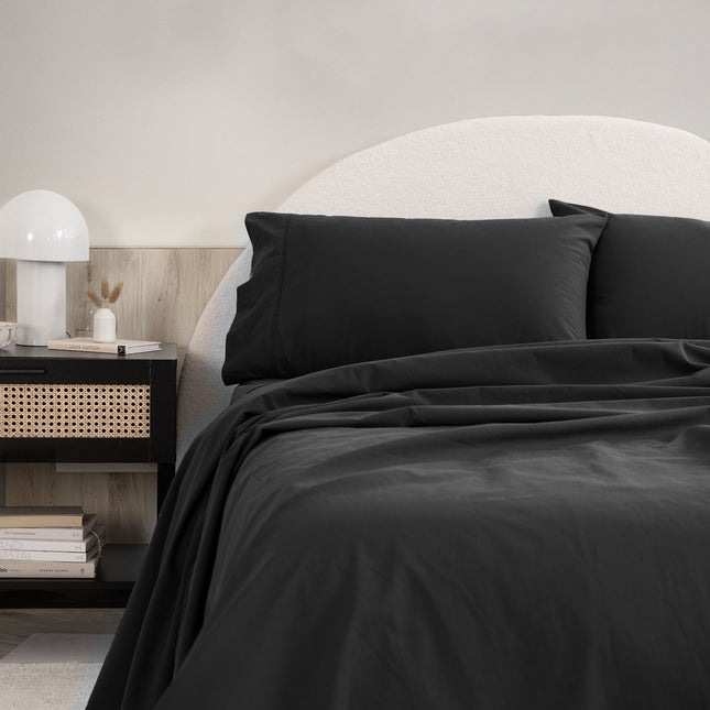 Royal Comfort Vintage Washed 100 % Cotton Sheet Set Double - Charcoal-1951134888006651905