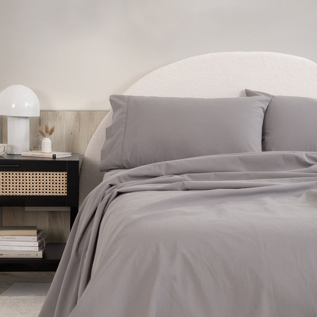 Royal Comfort Vintage Washed 100 % Cotton Sheet Set Double - Grey-1951134888207978497