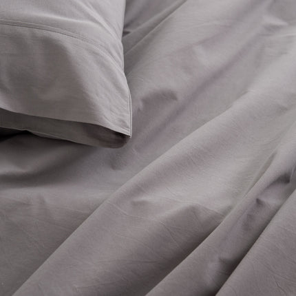 Royal Comfort Vintage Washed 100 % Cotton Sheet Set Double - Grey-1951134888207978499