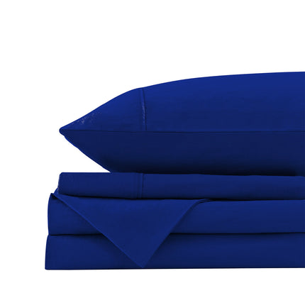 Royal Comfort Vintage Washed 100% Cotton Sheet Set Queen - Royal Blue-1951134888870678534