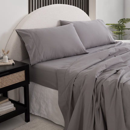 Royal Comfort Vintage Washed 100% Cotton Sheet Set Queen - Grey-1951134889311080448