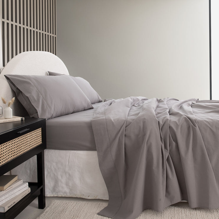 Royal Comfort Vintage Washed 100% Cotton Sheet Set Queen - Grey-1951134889311080450