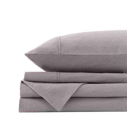 Royal Comfort Vintage Washed 100% Cotton Sheet Set Queen - Grey-1951134889311080454