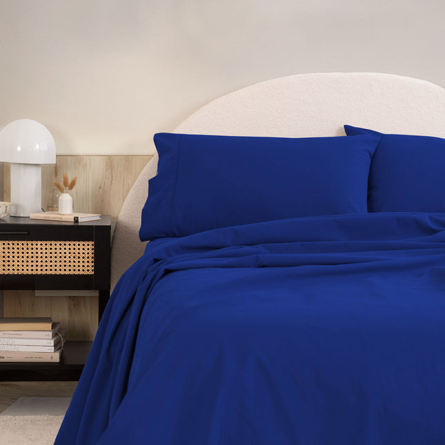 Royal Comfort Vintage Washed 100% Cotton Sheet Set King - Royal Blue-1951134889839562753