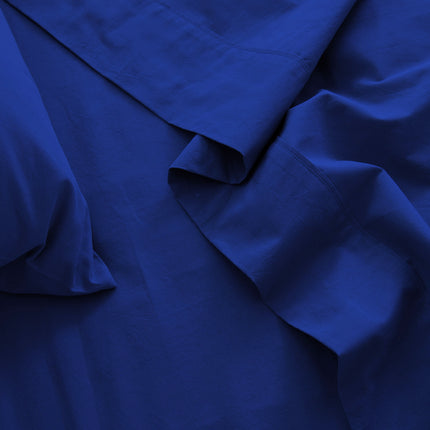 Royal Comfort Vintage Washed 100% Cotton Sheet Set King - Royal Blue-1951134889839562756