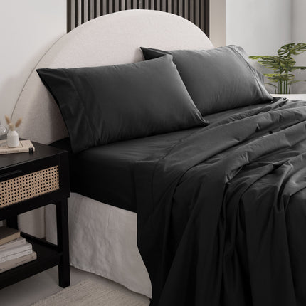 Royal Comfort Vintage Washed 100% Cotton Sheet Set King - Charcoal-1951134890019917824