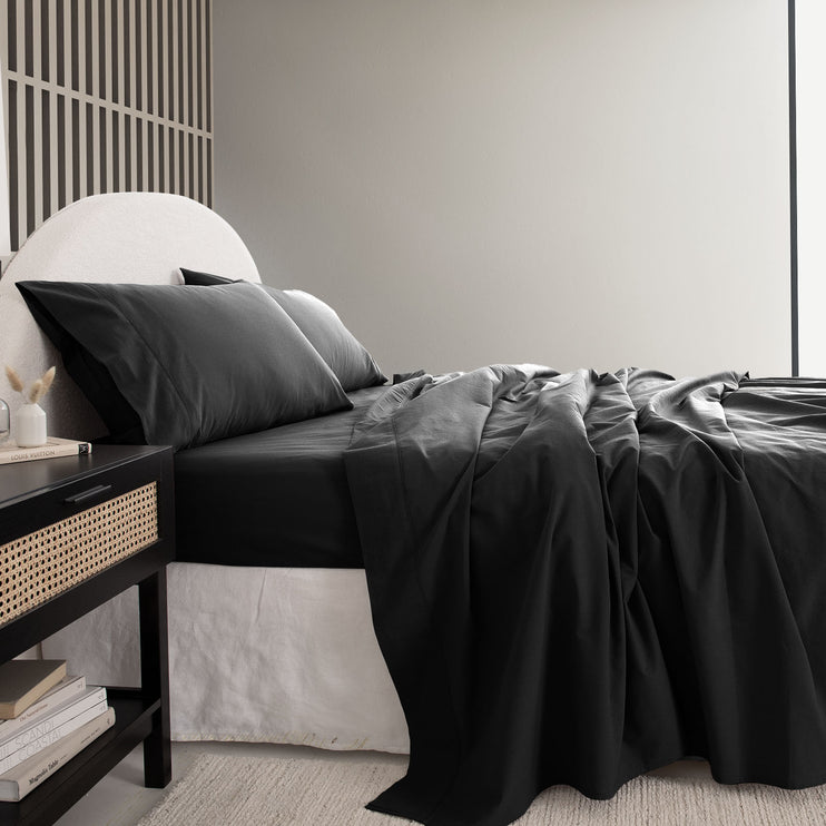 Royal Comfort Vintage Washed 100% Cotton Sheet Set King - Charcoal-1951134890019917826