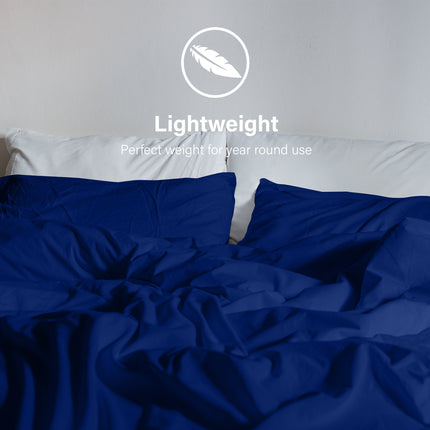 Royal Comfort Vintage Washed 100 % Cotton Quilt Cover Set Single - Royal Blue-1951134831467433991