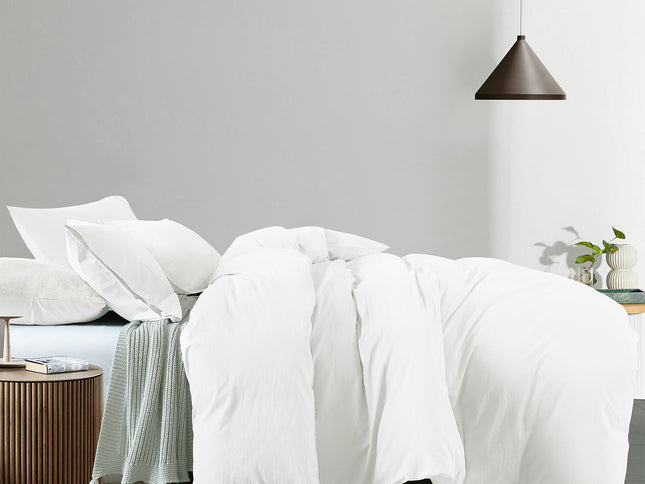Royal Comfort Vintage Washed 100 % Cotton Quilt Cover Set Queen - White-1951134832742502401