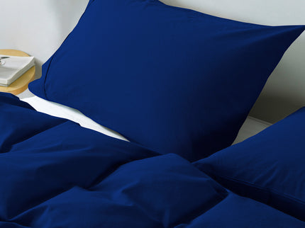 Royal Comfort Vintage Washed 100 % Cotton Quilt Cover Set Queen - Royal Blue-1917365869541986308