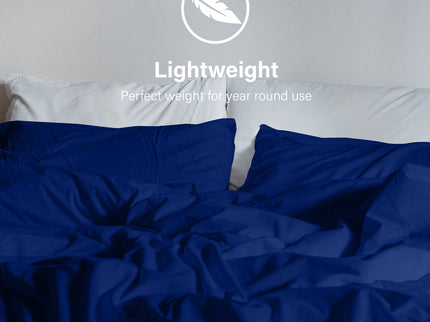 Royal Comfort Vintage Washed 100 % Cotton Quilt Cover Set Queen - Royal Blue-1917365869541986311