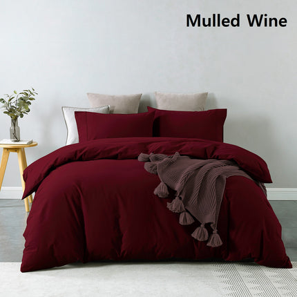 Royal Comfort Vintage Washed 100 % Cotton Quilt Cover Set Queen - Mulled Wine-1951134833484894214