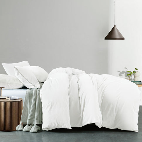 Royal Comfort Vintage Washed 100 % Cotton Quilt Cover Set King - White-1917365869692981249