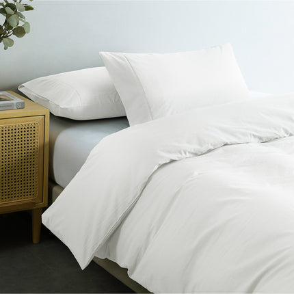 Royal Comfort Vintage Washed 100 % Cotton Quilt Cover Set King - White-1951134833661054979