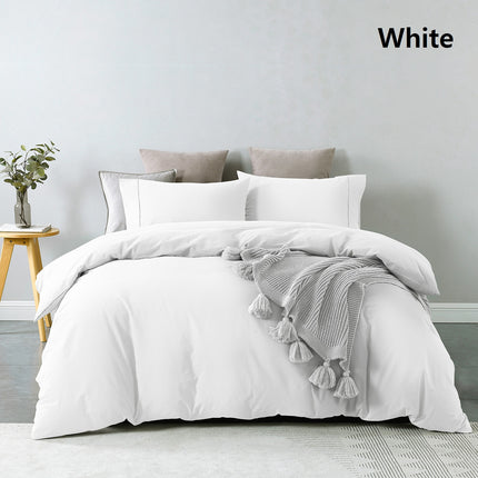Royal Comfort Vintage Washed 100 % Cotton Quilt Cover Set King - White-1951134833661054980