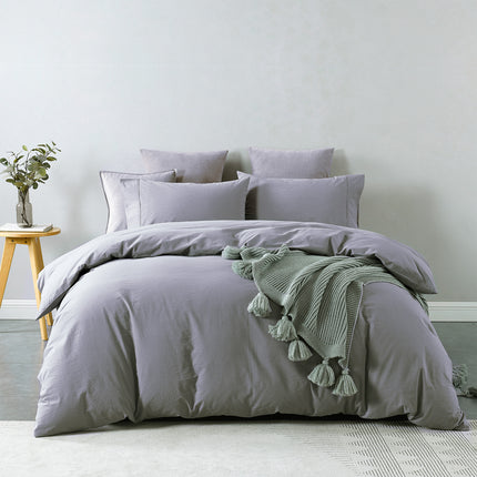 Royal Comfort Vintage Washed 100 % Cotton Quilt Cover Set King - Grey-1951134833841410048