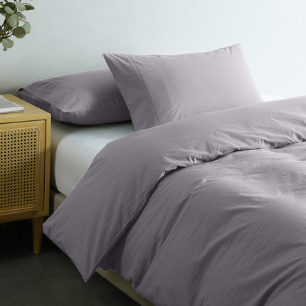 Royal Comfort Vintage Washed 100 % Cotton Quilt Cover Set King - Grey-1951134833841410051