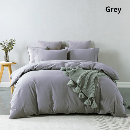 Royal Comfort Vintage Washed 100 % Cotton Quilt Cover Set King - Grey-1951134833841410052