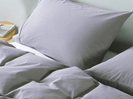 Royal Comfort Vintage Washed 100 % Cotton Quilt Cover Set King - Grey-1917365869848170501