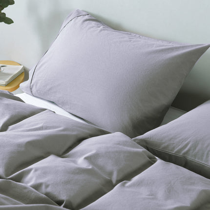 Royal Comfort Vintage Washed 100 % Cotton Quilt Cover Set King - Grey-1951134833841410053