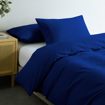 Royal Comfort Vintage Washed 100 % Cotton Quilt Cover Set King - Royal Blue-1951134834197925891