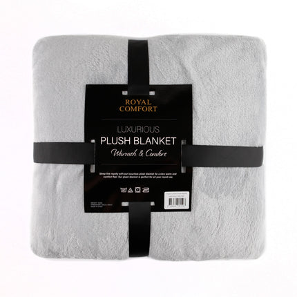 Royal Comfort Plush Light Grey Blanket-1951134809963237378