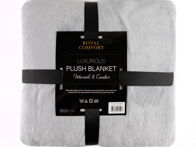 Royal Comfort Plush Light Grey Blanket-1951134809963237378