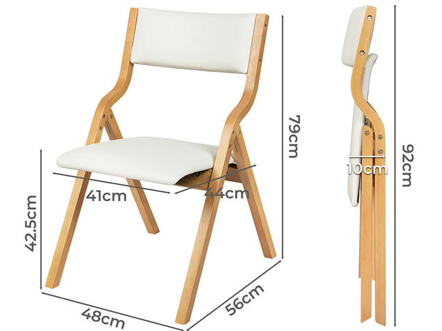 Levede 6x Dining Chairs Foldable PU Beige-2006732727960866818