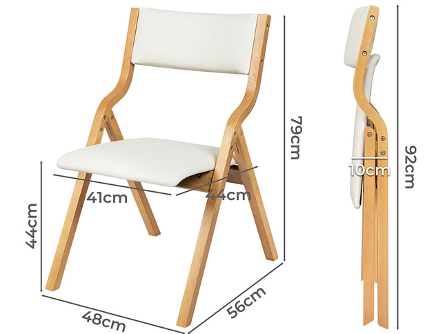 Levede 2x Dining Chairs Foldable PU Beige-1942353408619057154