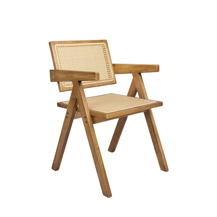 Levede 1x Dining Chair Solid Wood Rattan Natural-1975420497806102528