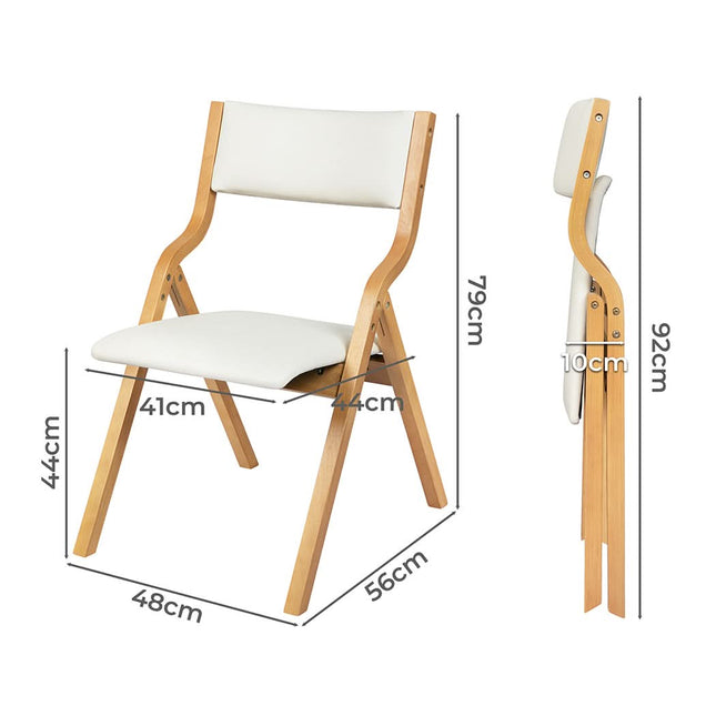 Levede 2x Dining Chairs Foldable PU Beige-1954802992888811522