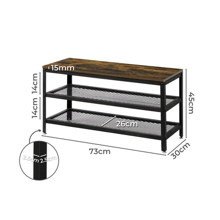 Levede 3-Tier Shoe Rack Bench Storage Cabinet 73cm-1973193843629232130