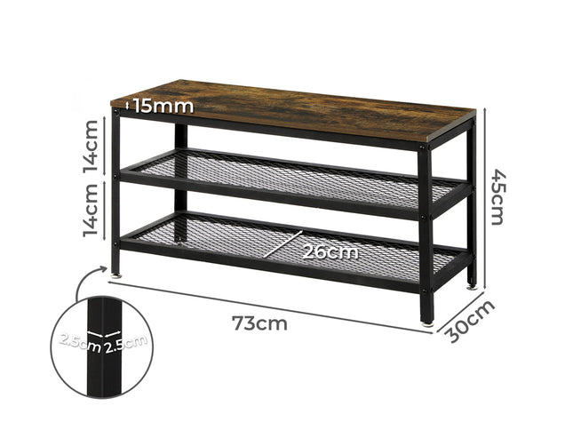 Levede 3-Tier Shoe Rack Bench Storage Cabinet 73cm-1973193843629232130