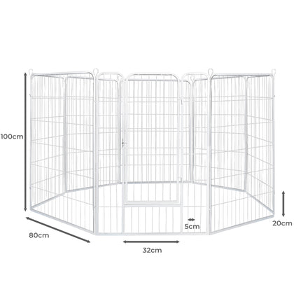 PaWz 8 Panel 40'' Pet Dog Playpen Puppy White 2.5kg Venison-1973193828089335810